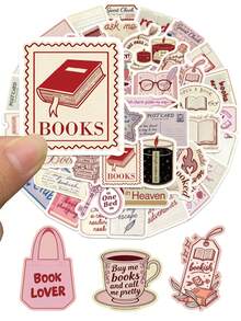 50PCS Bookish Reading Lover Stickers Literary Minimalist Art Decals Scholar Style Ornament For Study Room Bookshelf Notebook Journal Desk Surface Decoration School Supplies - 1 Set - View 4
