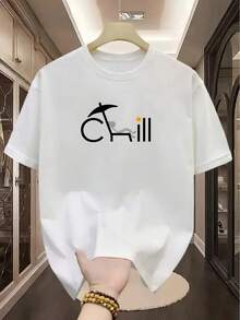 TM470 Camiseta de Manga Corta para Hombre, 100% Algodón, Estampada, Cómoda y Transpirable para Relajación, Artesanía de Alta Calidad con Triple Costura - [Blanco] - Ver 1