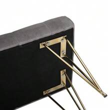 Entrance Bench/Shoe Rack With Velvet Cover, Grey, 116x44.5x49 Cm, Ideal For Hallway And Entrance. - Grey - View 7