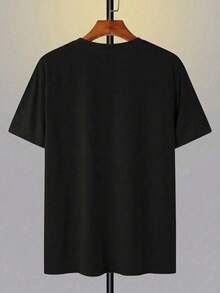 Men's Short-Sleeved T-Shirt With A Round Neck And Simple Design - 黑色 - 查看 3