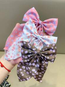 VBOOR 6pcs Korean Style Sweet Bowknot Hair Clips, Floral Fresh Design - Multicolor - View 6