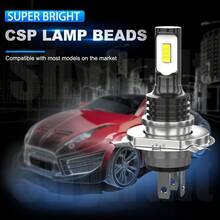 2 bóng đèn LED H4/9003/HB2, bóng đèn chip 3570 siêu sáng, 6000K, 10000 Lumen, không cần pin, 12-24V - 2 - Xem 6