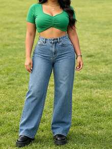 Jeans De Mezclilla Mujer Pantalon De Mezclilla Dama Mom Jeans Mujer Pantalones De Mujer Cintura Alta Ajuste Slim Casual - Azul - Ver 4