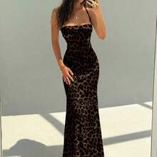 Women's Elegant Sexy Leopard Print Backless Halter Maxi Party Dress, Summer Holiday Outfits , Elegant And Sexy Leopard Print Dress Is Perfect For A Spring Vacation Cruise Or Weekend Getaway, And Is Also An Ideal Choice For Women's Summer And Spring Break Outfits. Valentine's Day Dress - Multicolor - Ver 7