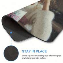 Cute Face Doll Meme Square Mouse Pad, Lockedge Anti-Slip Rubber Desk Mat, Funny Aesthetic Desktop Accessory - View 7