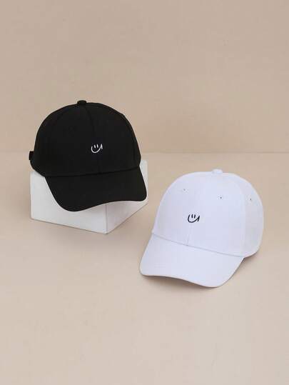 1pc Unisex Casual Smiling Face Embroidered Snapback Cap, Suitable For Spring And Summer