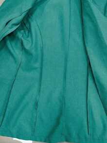 Blazer de lino de 3/4 de manga con cintura ajustable, diseño de botones, adecuado para ir al trabajo, eventos formales, fiestas elegantes, ropa de oficina - Primavera, Verano, Otoño - Azul 2 - Ver 7