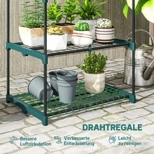 4-Tier Plant Stand, 105cm High, Flower Stand For Indoor And Outdoor Use, Steel Plant Rack, Dark Green. - 深綠色 - 查看 5