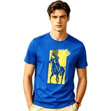 Camiseta de manga corta con estampado ecuestre vintage, modelo nuevo 2026, moderna, versátil y casual para uso diario. - Negro - Ver 6