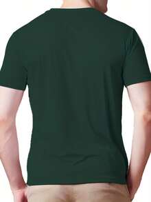 Stylish Casual Sports T-Shirt - Breathable Quick-Drying Fabric, Crew Neck, Short Sleeve, Perfect For Running And Outdoor Activities, White With "Bocchi" Graphic Design, Summer Essential, Sportswear| Crew Neck T-Shirt| Comfortable Fit - 墨綠色 - 查看 2