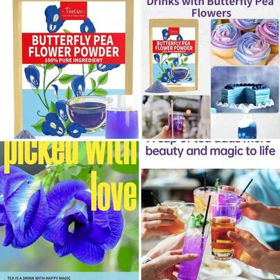 Pea Flower Powder, Natural Pea Flower Tea Blue Purple Drinks And Food Coloring, Caffeine- 7oz/200g
