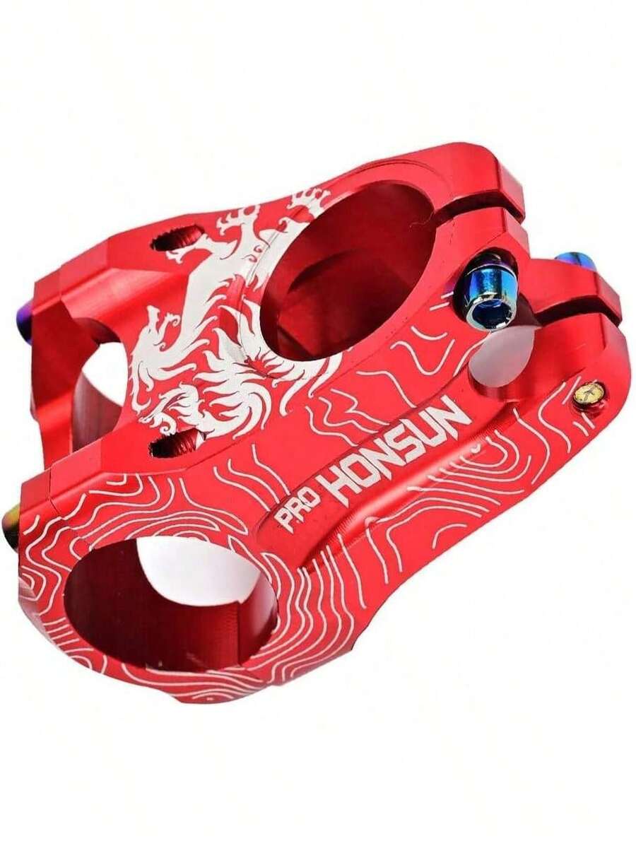 Haste de montagem do guidão, riser de liga de alumínio, riser de guidão curto de mountain bike ultraleve, acessórios para guidão de bicicleta - Vermelho - Visão 1