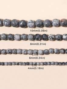 1串天然地圖石珠子，混色尺寸4/6/8/10mm，適用於DIY手鍊、項鍊、珠寶製作、配件 - 彩色 - 查看 5