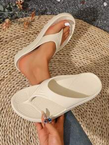Unisex Flip Flops With Arch Support, Solid Color Beach/Home Slippers, Suitable For Spring, Summer, Autumn - White - View 9