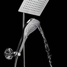 DreamSpa 9-Inch Rainfall Shower Head/ Handheld Combo with Multi-setting Push Button Flow Control - Plateado - Ver 8