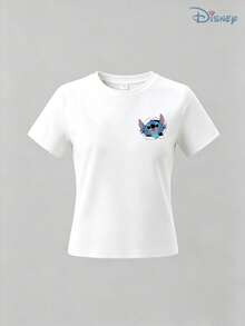 Kids' Disney Lilo & Stitch "Breakthrough" Double-Sided Graphic T-Shirt, 3D Stitch Tee, Soft Breathable Casual Top, Ideal For Theme Parks, Family Vacations, School, Playground & Everyday Wear - trắng - Xem 3