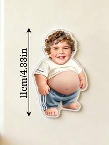 1pc Custom Funny Big Belly Photo Magnet, Personalized Acrylic Fridge Magnet With Die-Cut Design, Pregnancy Gifts, Bachelor Parties & Kitchen Decor, Funny Family Kitchen Decor Magnet, Funny Beer Belly Dad Gift Magnet, Funny Beer Belly Magnet - Multicolor - View 3