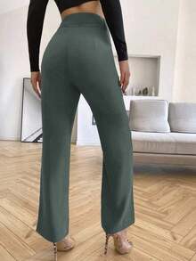 Pantalones de talle alto y corte sastre en colores sólidos para otoño/invierno - Gris - Ver 2