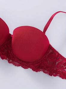 3pcs/Set Women's Lace Trim Push-Up Underwire Bra - Sexy Padded Lift Bra - Multicolor - View 6