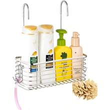Hanging Shower Rack, Bathroom Storage Rack, Shampoo Bracket, Back Hook Can Be Rotated, And Can Be Hung On Faucet Or Claw Foot Bathtubcross Bar, 304 Stainless Steel Rust Proof And Durable,Space Saving Bathroom Organizer Household Storage Shelf - 單層貨架 - 查看 1