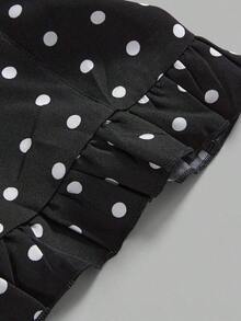 Avant Conjunto de camiseta sin espalda con cuello halter de estilo romántico de vacaciones con lunares y cuadros para mujer - Multicolor - Ver 8