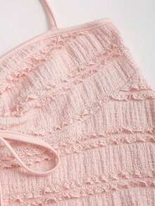 Tops halter con cordón en el busto de color sólido, estilo Y2K para mujeres - Rosa Pálido - Ver 4