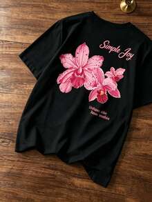 Casual Set. Single Garment, Not A 3-Piece Set. 1 Piece/Set Of Long-Sleeved T-Shirts Suitable For Streetwear. Oversized Round Neck Top For Daily Outings, Camping, Concerts, Hip-Hop, Rock, And Rap Events. Long-Sleeved Round Neck T-Shirts, Black, Suitable For Summer. - 黑色 - 查看 2