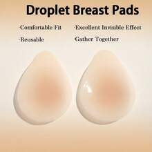 2 miếng cánh nâng ngực silicone, miếng che núm vú hình giọt nước tàng hình, mép siêu mỏng, miếng dán ngực không đường may thân thiện với da, phù hợp cho váy hở lưng, cổ chữ V sâu, váy cưới và đồ bơi, miếng nâng khe ngực tái sử dụng - Nhiều màu - Xem 4