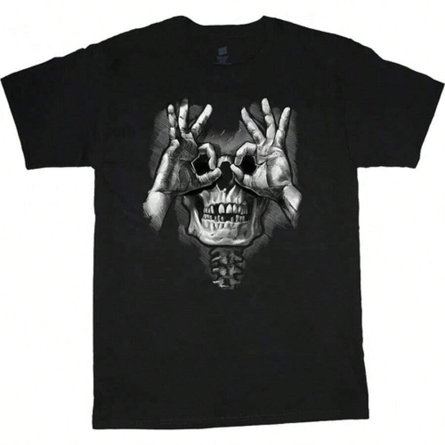 Unisex T-shirt, Dödskalle T-shirt, Grafiska T-shirts för män, Skelettkläder, Herrkläder, Herr-T-shirts, Herrskjortor, Herrset, Herr-T-shirt, Herrartiklar, Vardagsklänningar för kvinnor, Damset, Eleganta blusar, Dam-T-shirts, Damklänning - Svart - Visa 1