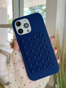 1pc 2-In-1 Suction Cup Phone Holder Case, Multi-Functional Silicone Adhesive Stand Shockproof Protective Cover For IPhone 17 16 15 14 13 12 Pro Max - Dark Blue - View 2