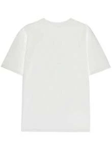 Camiseta de manga corta para hombres con patrones circulares rojos y amarillos de moda, hecha de algodón suave. Presenta un ajuste casual y holgado, adecuado para uso diario, fitness y depor - Blanco - Ver 4