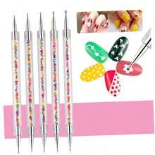 LANDOT 5pcs Double-Ended Rhinestone Picker Tool Set, Suitable For DIY Nail Art Decoration And Nail Salon Use - Baby Pink - View 4