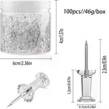 100pcs/Box Multicolor Plastic Push Pins For Cork Board, Office And School Stationery - Default - View 6