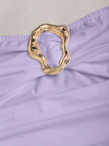 Vestido mini ajustado y sexy para mujer con hebilla metálica sin tirantes - Púrpura malva - Ver 4