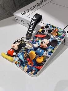 Disney Mickey Mouse Phone Case With Mickey Charm And Lanyard - Cute Mickey Protective Case With Alice In Wonderland Themed Background Design, Equipped With Delicate Mickey Decorative Lanyard And Beaded Bracelet For Easy Carrying, Compatible With IPhone 17, 16, 15, 14, 13, 12, 11 Pro Series, Ideal For Birthdays, Holidays, Anniversaries, Graduation Gifts, Or Any Special Occasion To Surprise Family, Friends, Classmates, And Loved Ones. - trắng - Xem 7