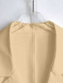 Blazer blanco ajustado de línea A con cuello en V francés, elegante, con lazo y botones sin mangas para mujer, para primavera/verano - Caqui - Ver 3