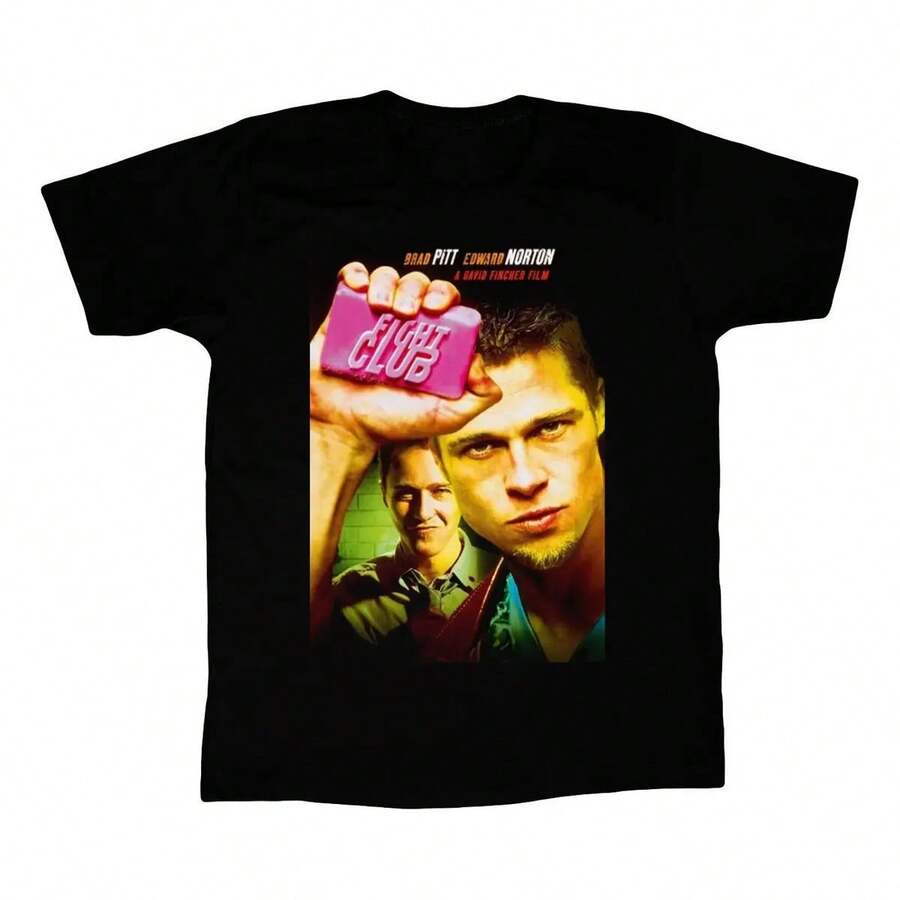 Remeras Estampadas Dtg Full Hd Fight Club Brad Pitt Norton - Negro - Ver 1