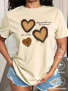Camiseta de manga corta de moda para primavera y verano de , hecha en México, 200 gramos.Estampado de dibujos animados, modelo de pareja, apta para uso interior o exterior.Cuello redondo, unisex, ideal para oficina y ocio.Paquete de una pieza - Albaricoque - Ver 1