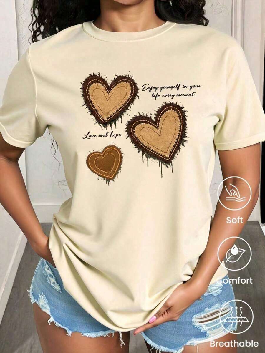 Camiseta de manga corta de moda para primavera y verano de , hecha en México, 200 gramos.Estampado de dibujos animados, modelo de pareja, apta para uso interior o exterior.Cuello redondo, unisex, ideal para oficina y ocio.Paquete de una pieza - Albaricoque - Ver 1