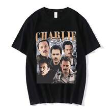 Vintage Women's T-Shirts, Charlie Swan Team T Billy Burke Graphic Print T-Shirts, Men's Oversized Short Sleeve T-Shirt 80146 - 款式 - 查看 1
