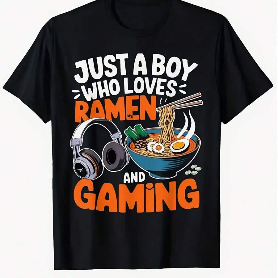 Camiseta de manga corta Summer New Love Ramen and Game Top - forma - Ver 1