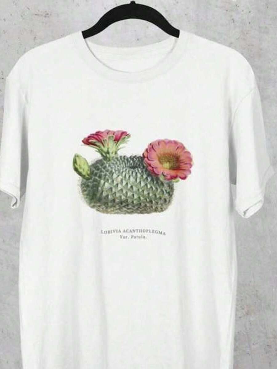 Camiseta vintage con estampado de cactus botánico - Camiseta uni de listara hombres y mujeres, camiseta estilo biología con estampado de pls exóticas, diseño elegante
