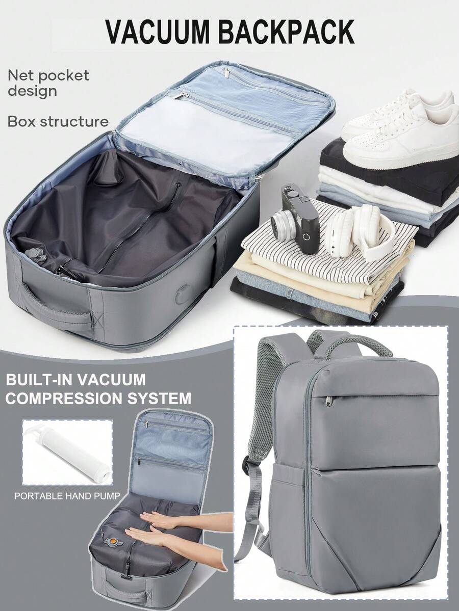 Mochila de viaje con sistema de compresión al vacío expandible de 20L, bolsa de equipaje impermeable con sistema de compresión incorporado, mochila ligera adecuada para viajes de 3-4 días, viajes de negocios, senderismo, fines de semana - Multicolor - Ver 1