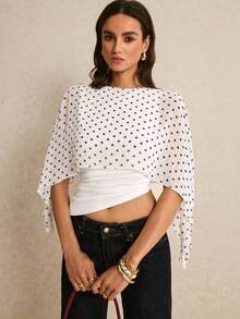 uello chal marrón para mujer, blusas elegantes para mujer, blusas casuales para mujer, apropiada para uso diario, salir, ir y venir en otoño/invierno, blusa de manga de murciélago, blusa marrón café, blusa marrón oscuro - Blanco 2 - Ver 8