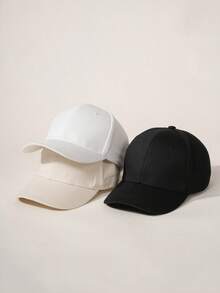 3 piezas Gorras de béisbol ajustables de unicolor para vacaciones al aire libre para bebés y niños, gorras de béisbol para niños y niñas - Multicolor - Ver 5