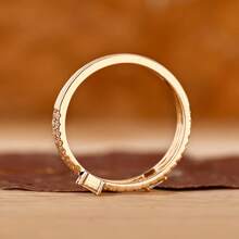 Women's Minimalist Double-Layer Cubic Zirconia Inlaid 18K Gold Plated Versatile Ring - Gold - View 4