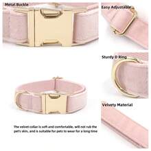 New INS Soft Velvet Zinc Alloy Buckle Pet Collar, Suitable For Large, Medium And Small Dogs, Sturdy Zinc Alloy Buckle, Easy To Tighten And Quick Release (Due To Fabric Batch Differences, Slight Color Variation, Random Delivery) - Multicolor - View 3