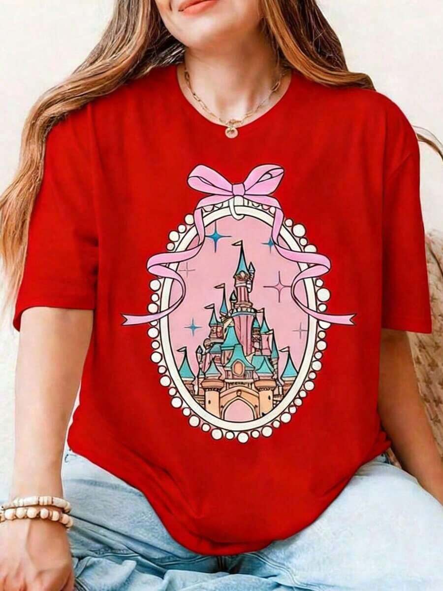 Camiseta Coquette Castle, Camiseta Castillo Mágico, Suéter Magic Kingdom, Camiseta Rosa con Lazo para Niñas, Camiseta de Algodón con Lazo para Mujer, Camiseta Gruesa y Suave con Cuello Redondo, Camiseta Corta Estampada para Mujer, Top Casual de Estilo Retro Estético Adecuado para Niñas y Mujeres, Camiseta Holgada de Moda de Verano Adecuada para Viajes, Ropa de Calle Diaria, Trabajo o Relajación, Tops Vintage para Mujer, Ropa Vintage para Mujer, Tops Lindos para Mujer, Camisetas de Algodón para Mujer, Zueco, Camisas de Halloween, Ropa de Verano, Tops Casuales Punk Western para Mujer, Atuendo del Cuarto de Julio, Ropa  Cowboy para Mujer, Ropa% Algodón Y2k, Ropa Gótica Linda para Mujer y Top Blanco, Tops Vintage de Tela para Mujer, Ropa Gótica Retro Blanca para Mujer, Camisetas de Moda Coreana para Mujer, - Rojo - Ver 1