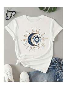Basic Printed T-Shirt, Loose And Comfortable - White - View 2