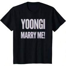 Women's Short-Sleeve Blouses, Yoongi Marry Me T-Shirt, Y2K Style Activewear, Round Neck, 100% Cotton, Soft Fabric, Short Sleeves. - 白色的 - 查看 6